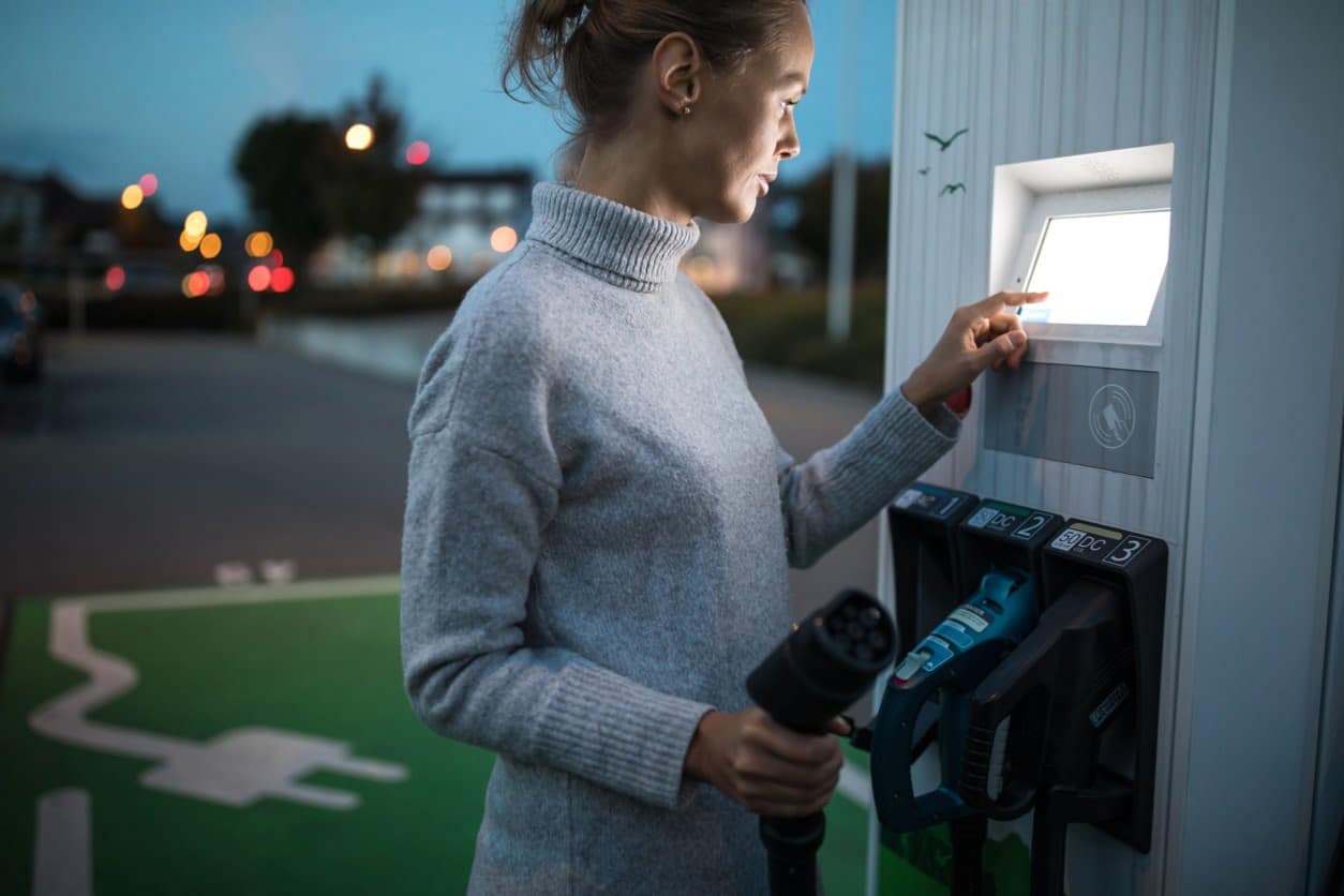 woman electric car